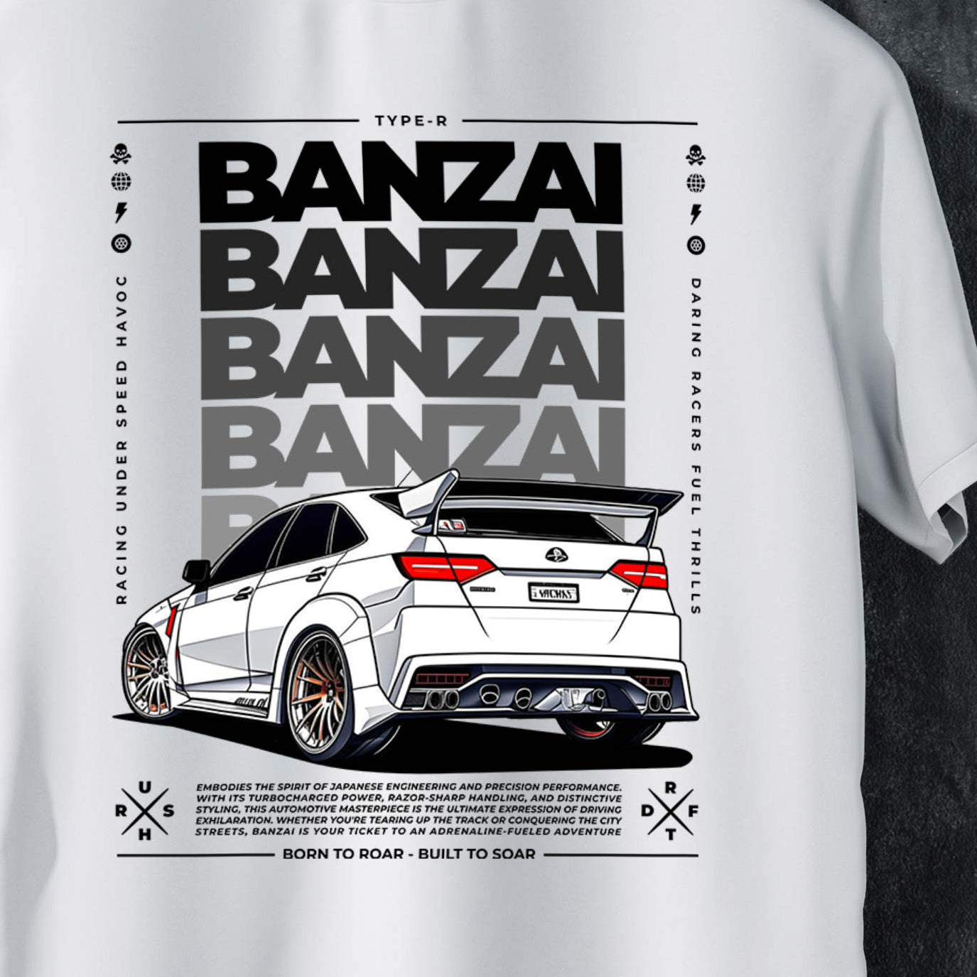 BANZAI RACING T-Shirt - High-Speed Japanese Motorsport Graphic Tee