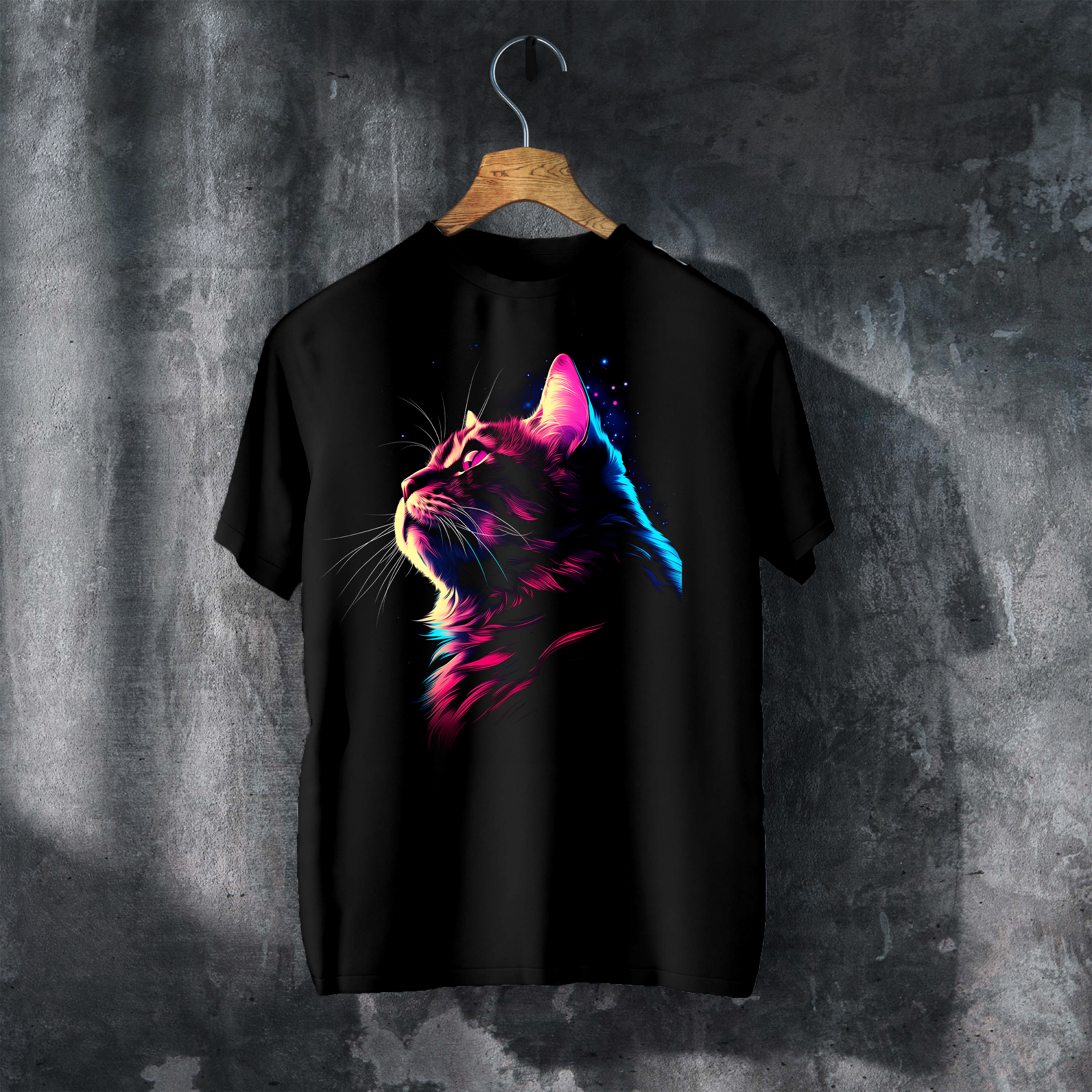 Cosmic Cat Glow Tee – Neon Feline in the Void