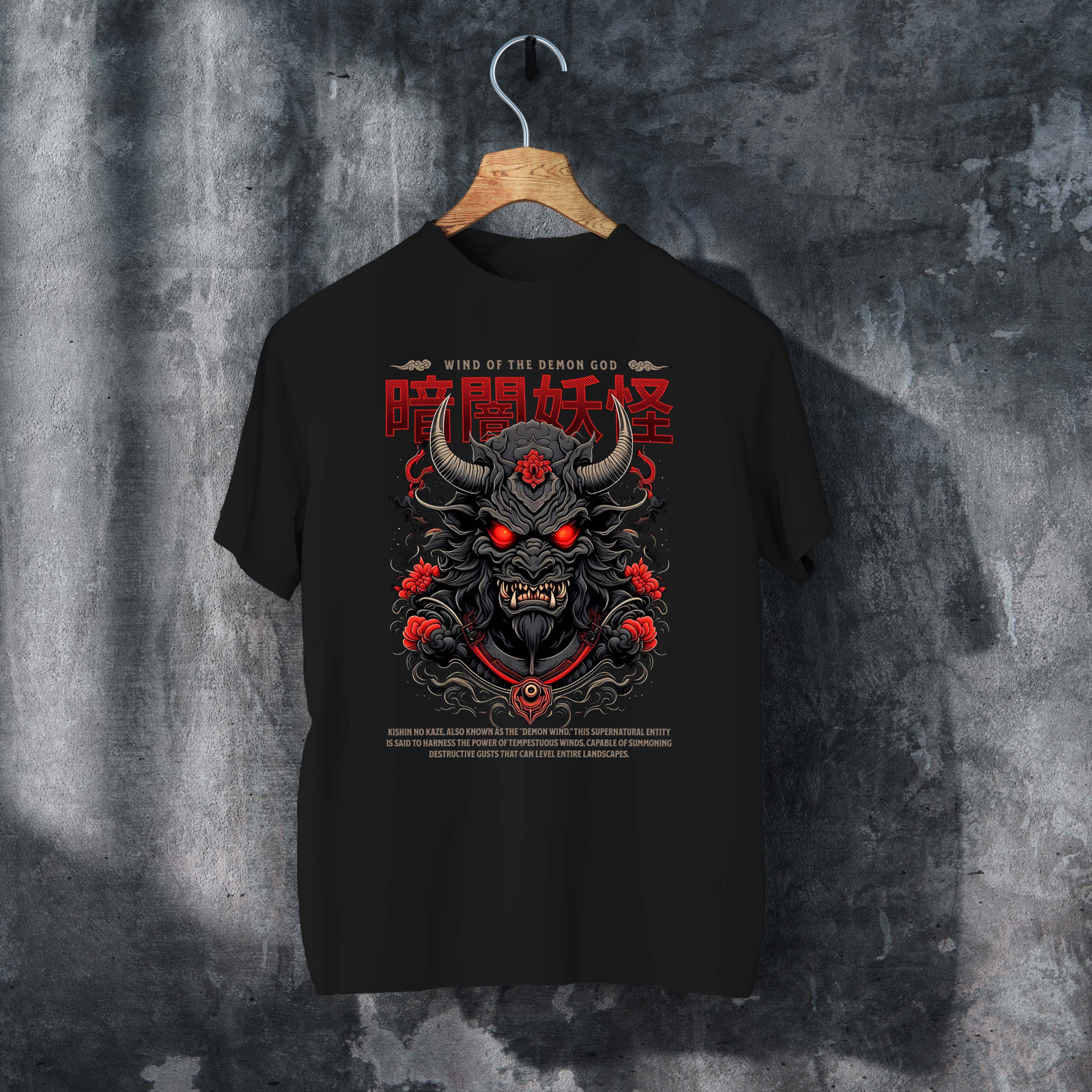 Demon God Wind T-Shirt – Dark Fantasy Anime-Inspired Graphic Tee
