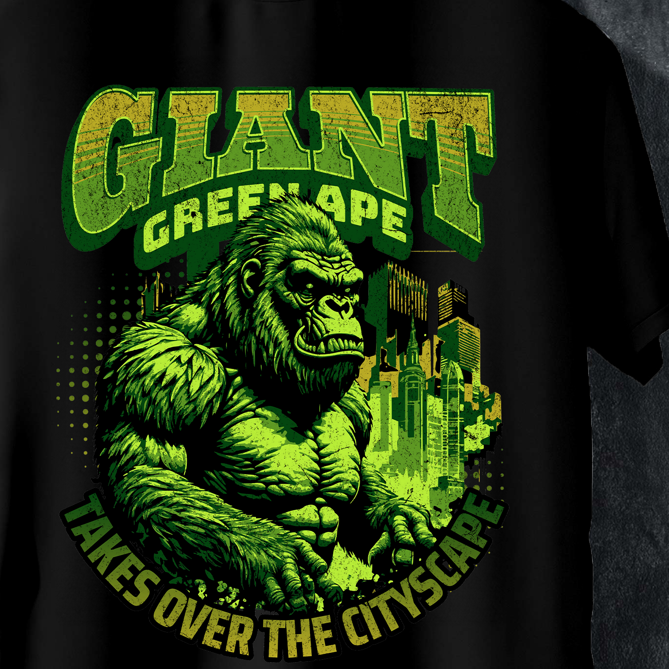 Giant Green Ape T-Shirt - Rampaging Primate Monster Graphic Tee