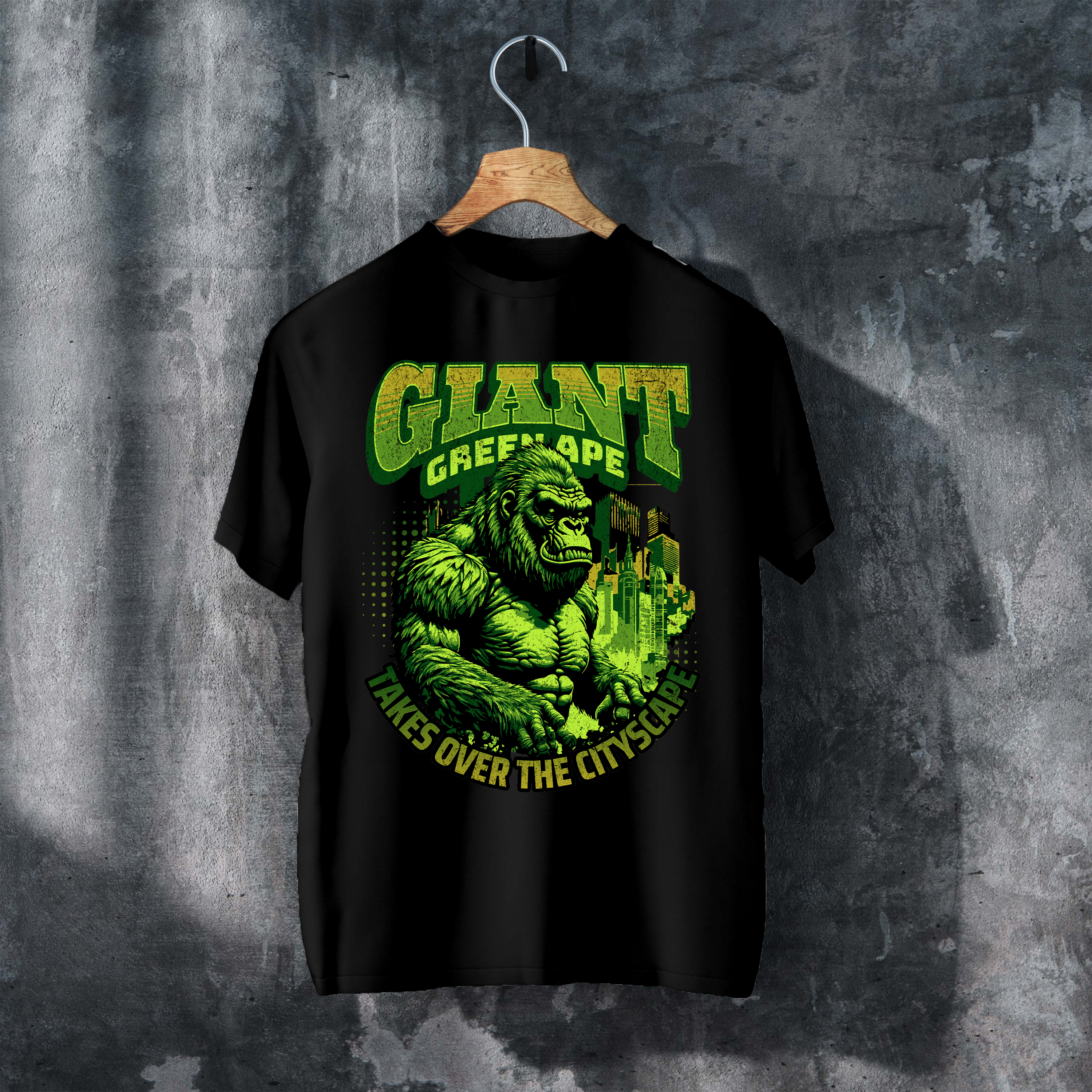 Giant Green Ape T-Shirt - Rampaging Primate Monster Graphic Tee