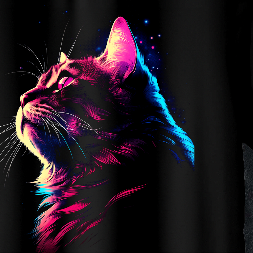 Cosmic Cat Glow Tee – Neon Feline in the Void